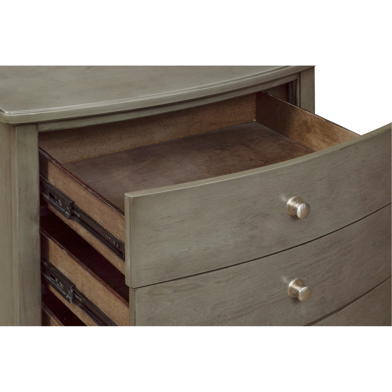 Table de chevet de chambre à coucher avec placage de bouleau, gris, 3 tiroirs, unité de rangement fonctionnelle de 3 po, Gris