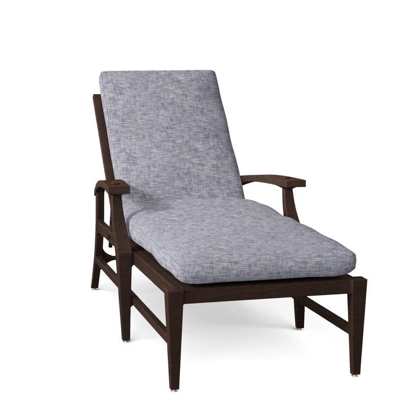 Croquet Aluminum 78.38" Long Reclining Single Chaise with Cushions, Mahogany, No Welt, Linen Chambray