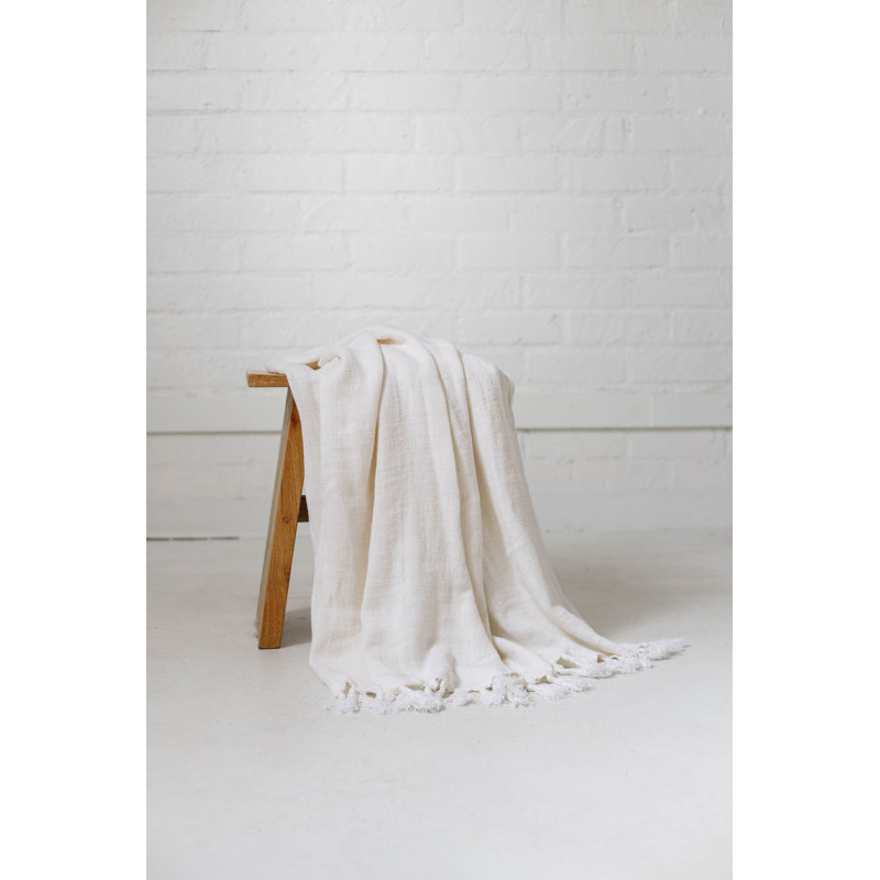 Montauk Hand Woven Blanket, 50" W x 60" L, Cream