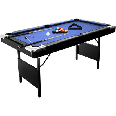 6 Ft Foldable Pool Table, Small Billiard Table with No Assembly Required for Home & Game Room
