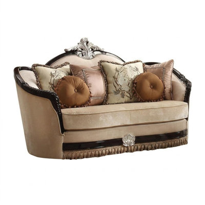 Causeuse courbée 75 po et coussins décoratifs 75 po