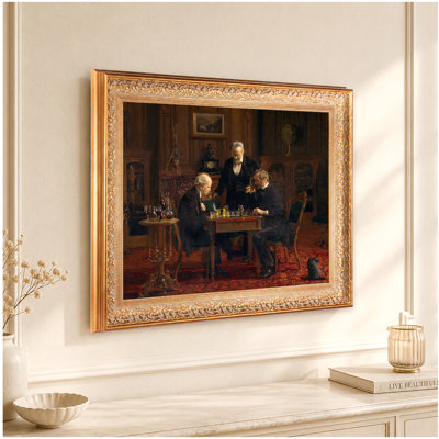 Reproductions d'œuvres d'art classiques de Thomas Eakins, intitulées « Les joueurs d'échecs ». Impression giclée sur toile encadrée, tendue sur châssis.