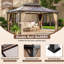 16 pi L 12 pi. D Pavillon de jardin à toit rigide avec toit en polycarbonate à deux niveaux et cadre en aluminium-126480821