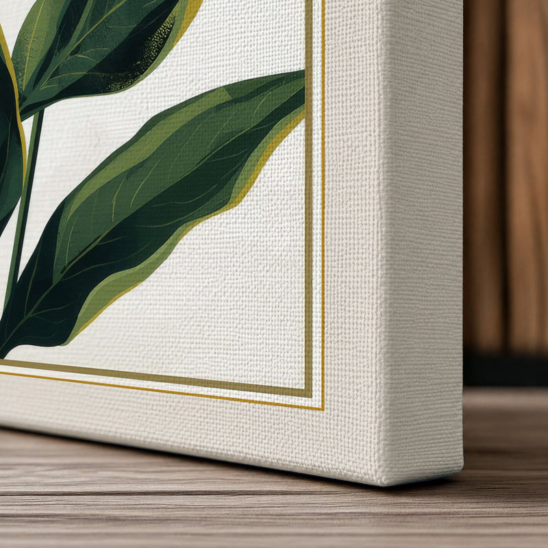 Golden Bloom Botanical - Wrapped Canvas, 36x24 - 91.4 x 61.0 cm, Cream Border