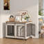 Table d'appoint pour chien avec porte coulissante, cloison pour deux chiots l 43,7 po, blanc et brun rustique-1692140281-1692140286