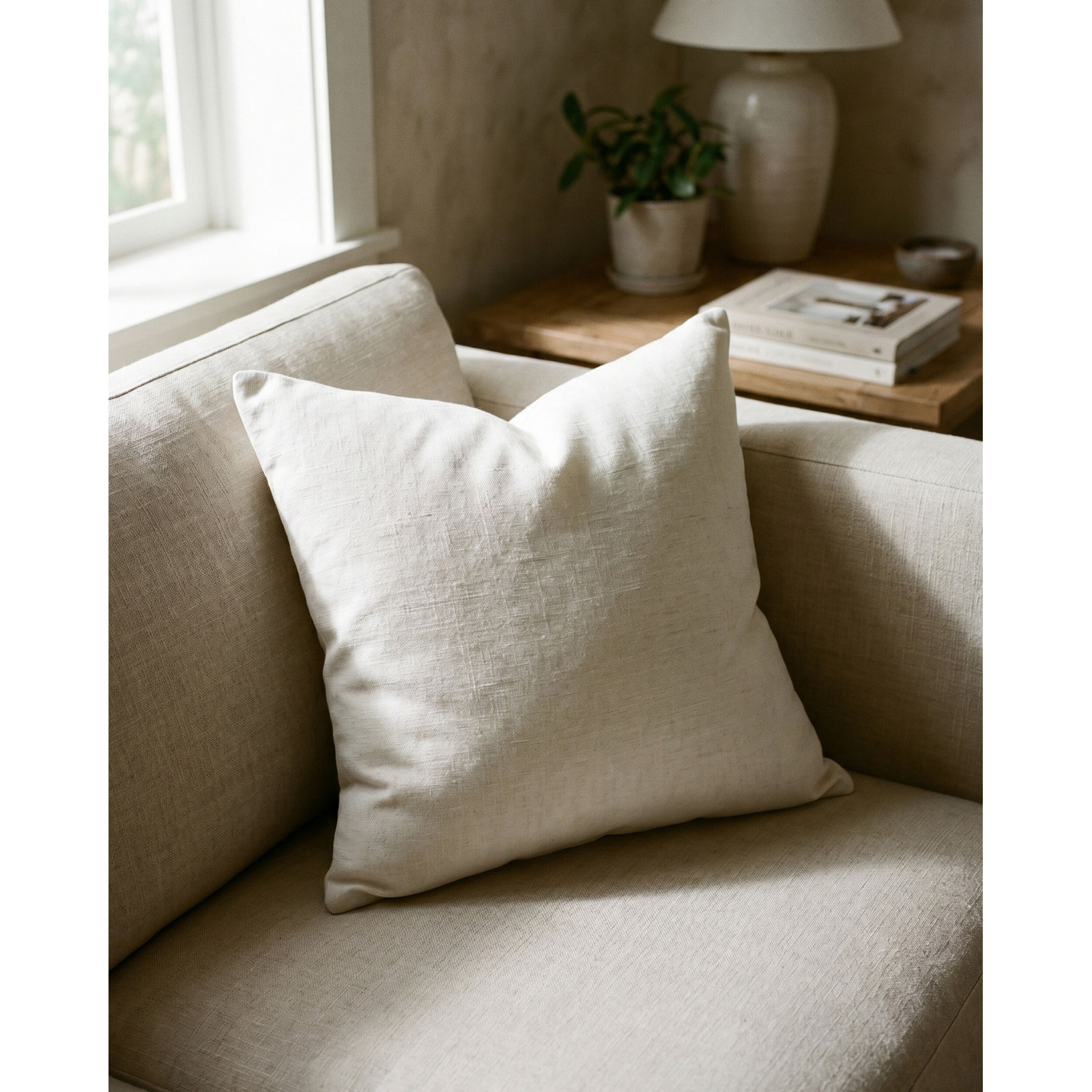 Lanie Linen Throw Pillow, Square 18", Polyester, Dark Brown