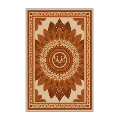 Tapis oriental doux en peluche moelleux de style oriental traditionnel brun Dekalb