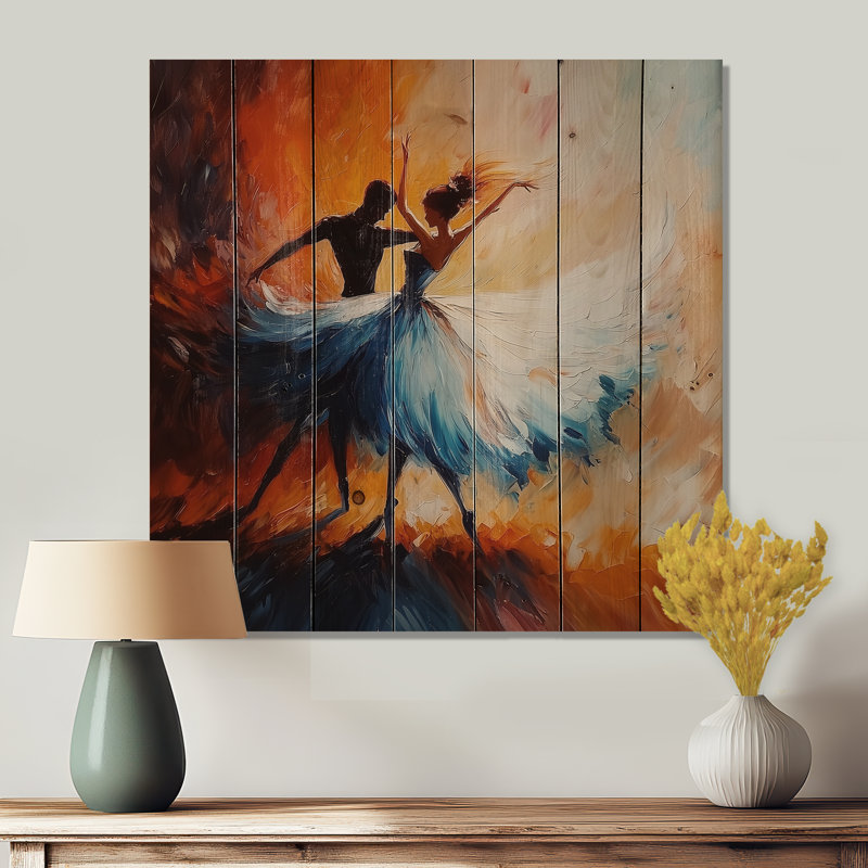 Summer Serenity Ballet Dance II - Art mural en bois glam sur bois de pin naturel, H 30 po x l 30 po