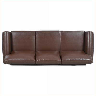 Sofas, 3 Seater Traditional Walnut Brown PU Sofa for Living Room | Brown PU | Cabriole