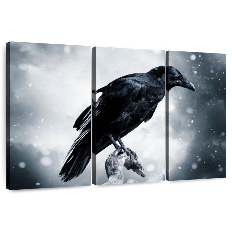 Brampt Black Raven Bird, 32" H x 50" W