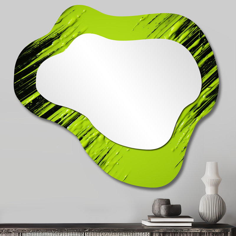 Tropical Fusion Collages - Irregular Abstract Collages Assymetrical Modern Unique Wall Mirror, 25" x 28"