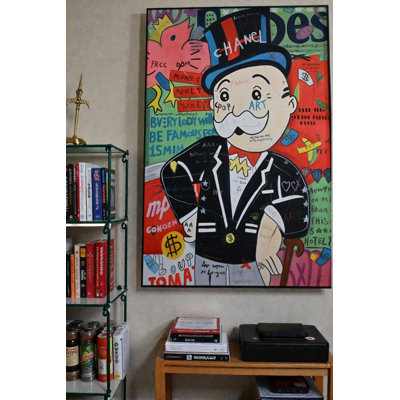 «Rich Uncle Pop Art», peinture sur toile encadrée Street Art 61 po x 41 po