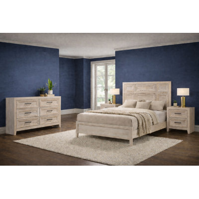 Classic Panel Bedroom Set in Cream Finish