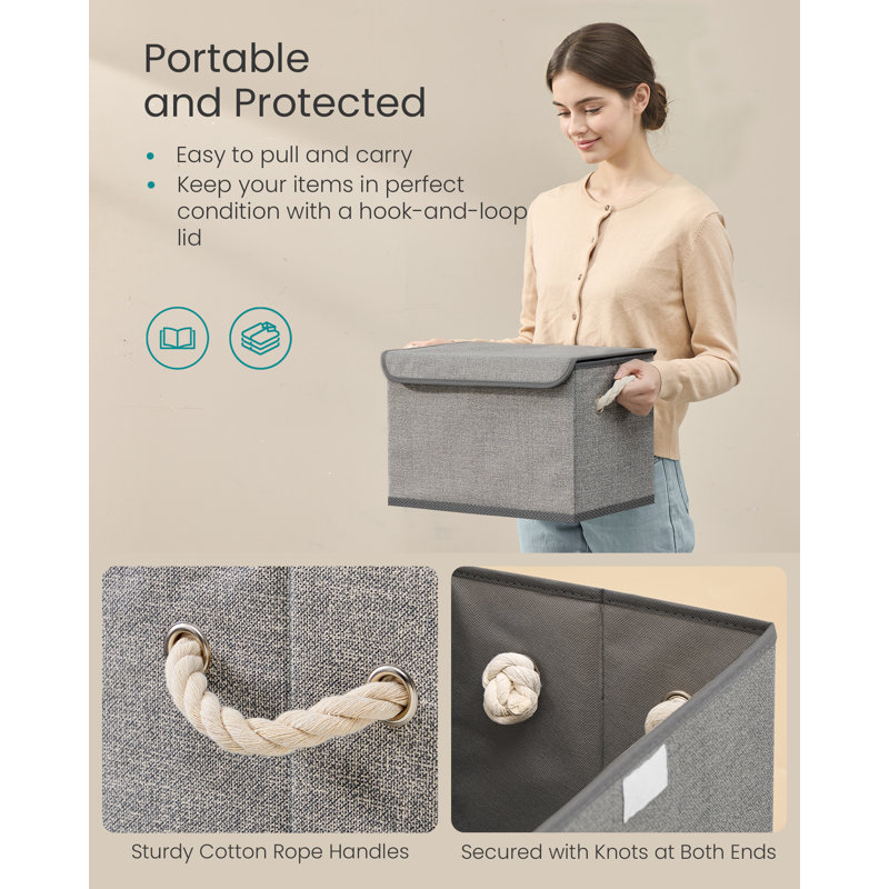 East Urban Home Fabric Shoe Storage Box, Grey