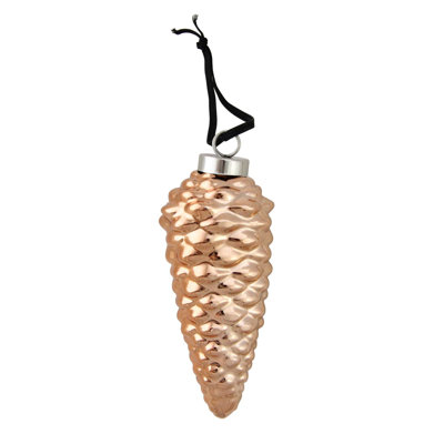 Ensemble de 4 décorations en céramique pomme de pin avec finition métallique 5 po