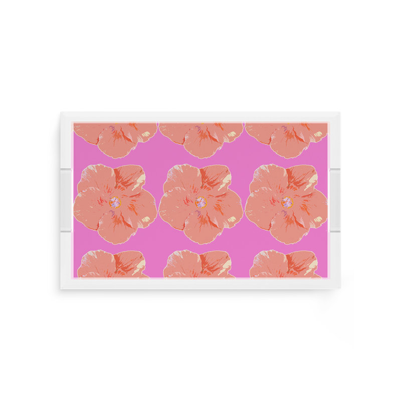 Hibiscus Acrylic Rectangle Decorative Tray, Orchid, 2" H x 12.5" W x 7.75" D