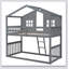 Twin Over Twin House Bunk Bed With Ladder, Wood Bed-1145207096