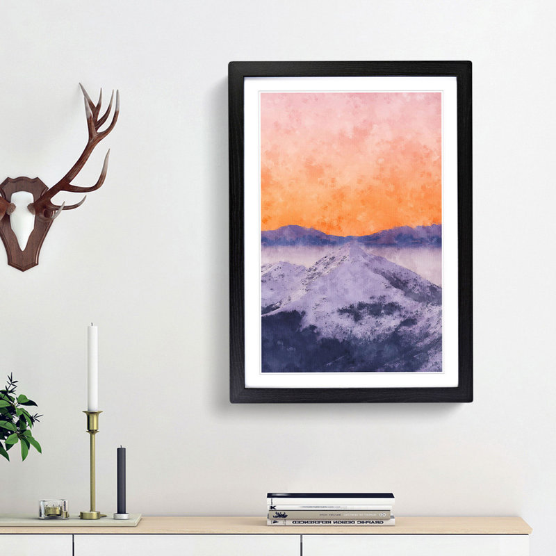Peach Sky over the Mountain - Picture Frame Graphic Art Print, Black Framed, 33cm H x 24cm W x 2cm D