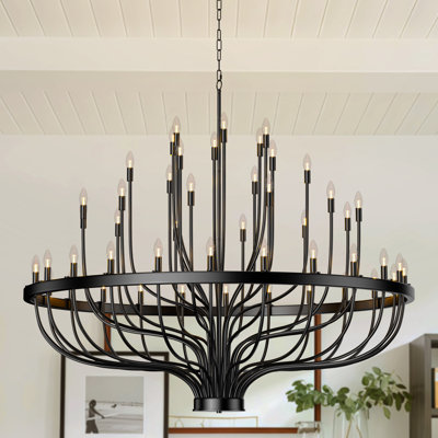 Black Chandelier 48 Light, Large Modern Farmhouse Chandeliers For Dining Room, Industrial Candle Pendant Lighting Fixture For Foyer Hallway Entryway High Ceiling, Bedroom, Living Room