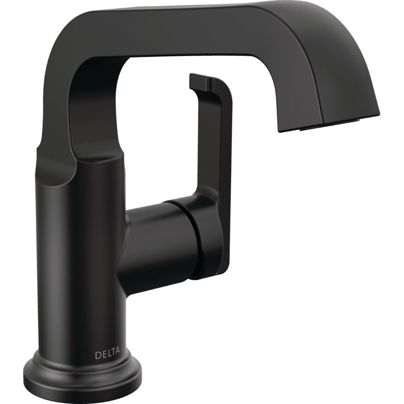 Tetra Single Hole Bathroom Faucet, Single Handle Bathroom Sink Faucet with Drain Assembly, Matte Black