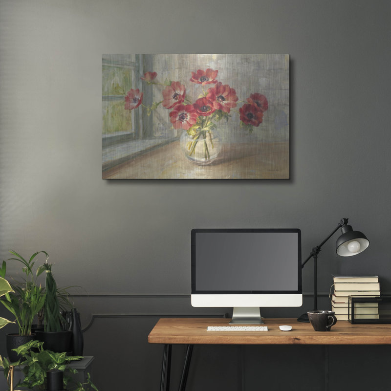 «Poppies In» par Danhui Nai, art mural en métal, H 24 po x l 36 po