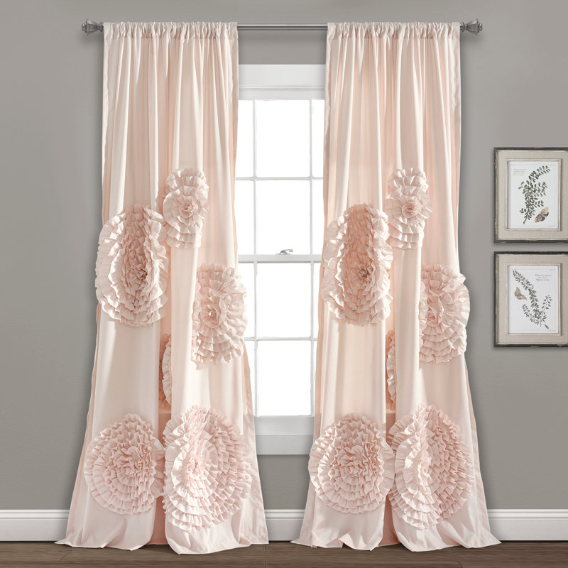 Rideau simple obscurcissant à motif floral Lush Decor Serena, Rosé, L 54 po x L 84 po