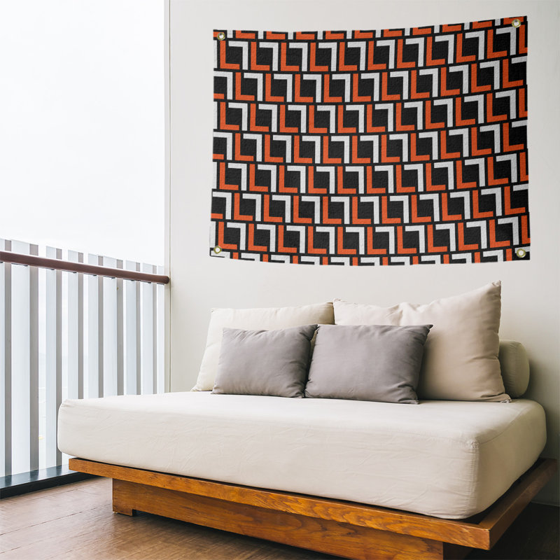 Tapisserie murale Cincinnati, Orange / blanc / noir, H 59 po x l 80 po, polyester