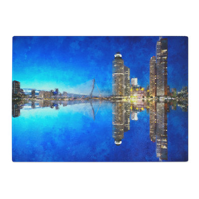 Tempered Glass Reflection of the Rotterdam Skyline Chopping Board