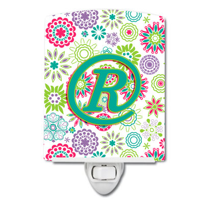 Éclairage de nuit en céramique fleurs initial