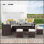 Ensemble de salle à manger 7 pièces en osier pour patio, canapé modulaire à 9 places avec coussins ivoire et table de salle à manger