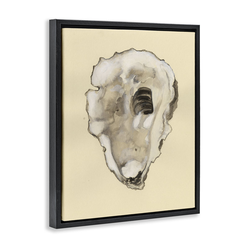  "Oyster Shape", art mural encadré par Michael Willett, H 31 po x l 25 po, Cadre flottant noir de jais