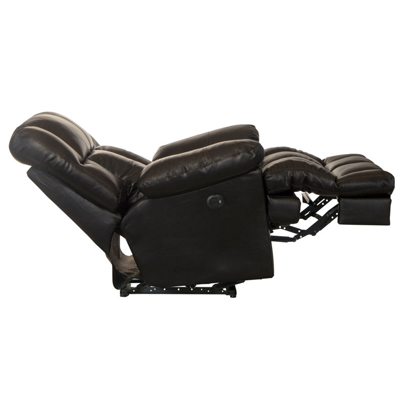 Reem Italian Leather Match Recliner, Chocolate Genuine Leather, Power