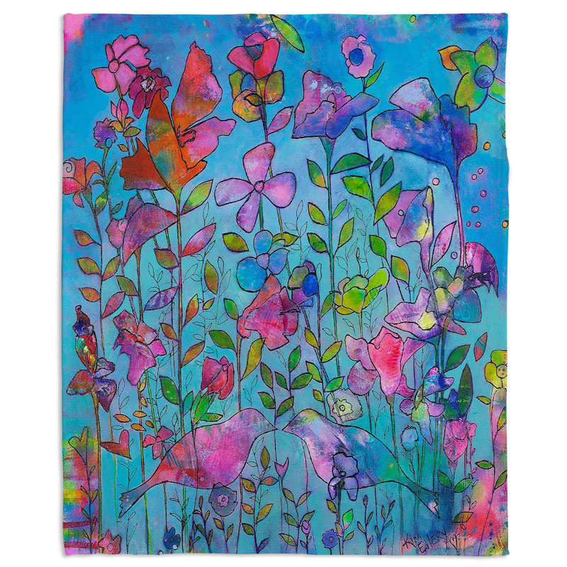 Couverture sherpa belle pensées doux, l 68 po x L 80 po