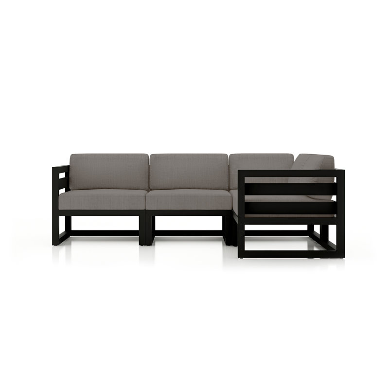 Canapé modulaire d'extérieur avec coussins Sunbrella 94 po Smith, Toile gris anthracite Sunbrella®, Noir