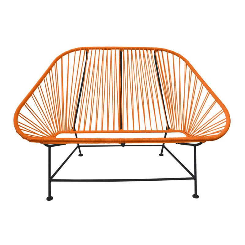 InLove Indoor/Outdoor Handmade Loveseat, Orange/Black