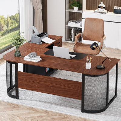 63” Executive Office Desk With 31” File Cabinet