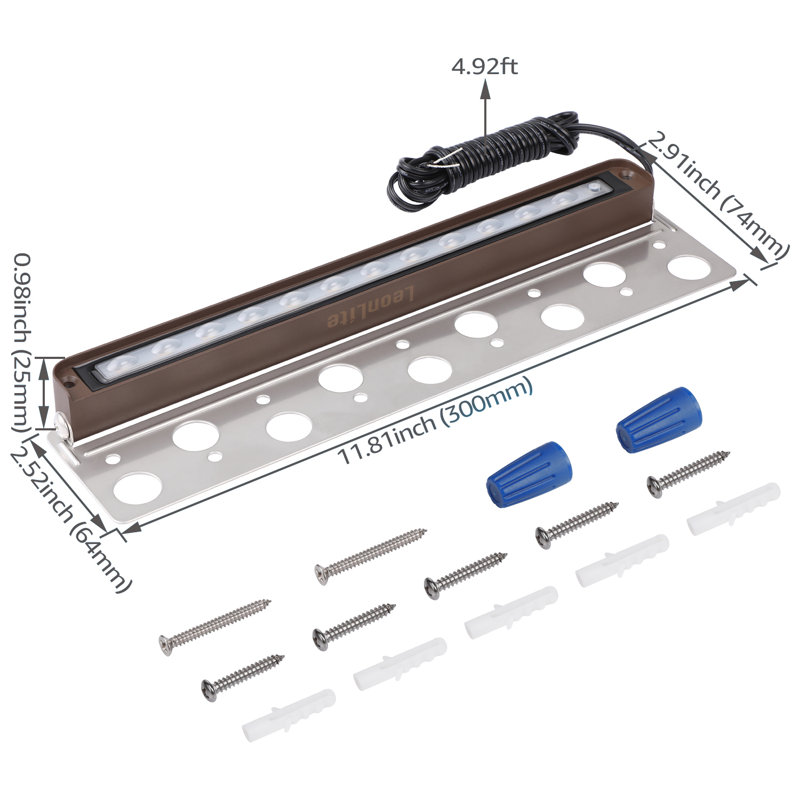 Éclairage extérieur DEL 12 po 5 CCT, 12-24 V CA/CC, lampes de soutènement basse tension, éclairage paysager DEL extérieur en aluminium