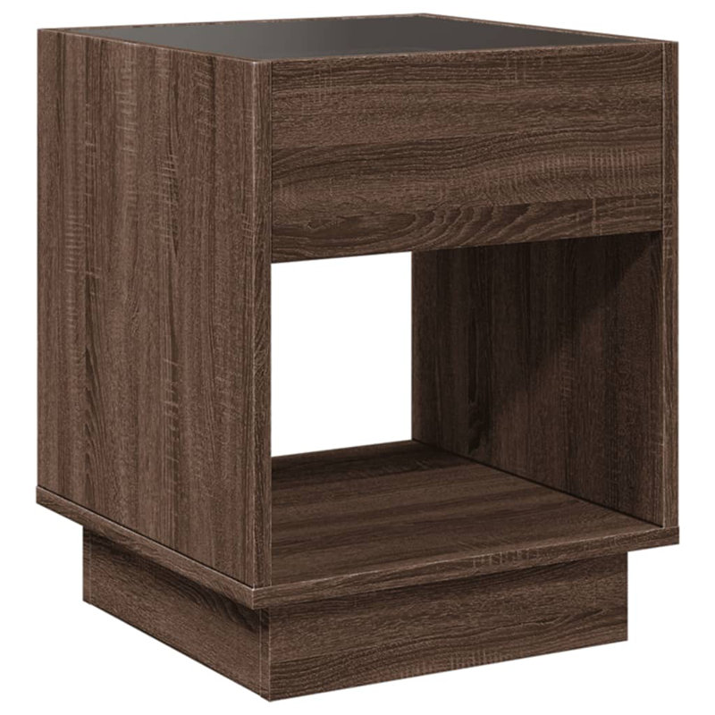Daquana 40cm W Manufactured Wood Bedside Table, Brown Oak