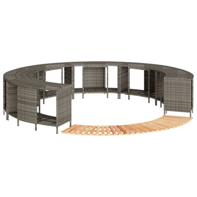 Contour de spa vidaXL en poly rotin noir et bois d'acacia massif