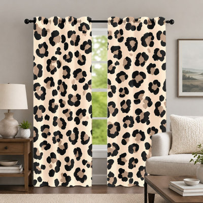 2 pièces de rideaux à imprimé léopard, rideau décoratif à motif animal, rideaux à œillets à motif graphique chic et audacieux, habillage de fenêtre pour le décor de la chambre à coucher