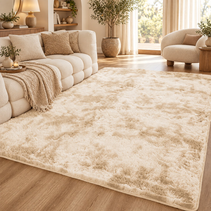 Aspire Homeware Cream Shaggy Area Rug Soft Plush Indoor Carpet, Runner 80cm Width X 300cm Length