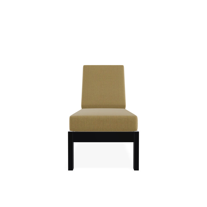 Chaise longue sans accoudoirs en polyester à 3 positions Leeward, Noir, Toile Sunbrella® beige chiné