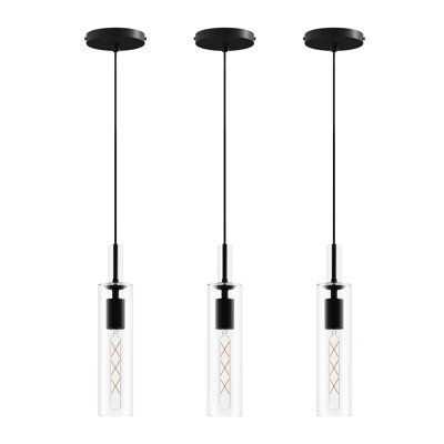 3-matte black transparent glass combination dimmable pendant light