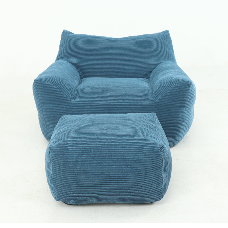 Fauteuil à billes en velours côtelé, Velours côtelé bleu