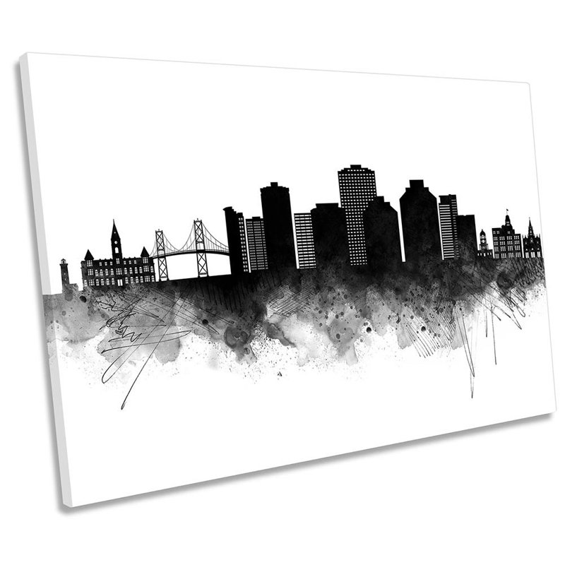 Halifax USA Abstract City Skyline - Wrapped Canvas Print, 30.5cm H x 45.7cm W x 2cm D