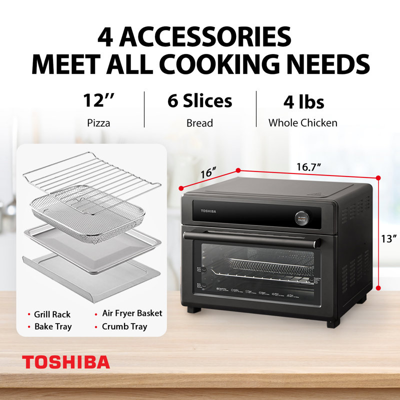 Four grille-pain à convection d'air TOSHIBA, comptoir de four à convection 13 en 1 26,4 pte
