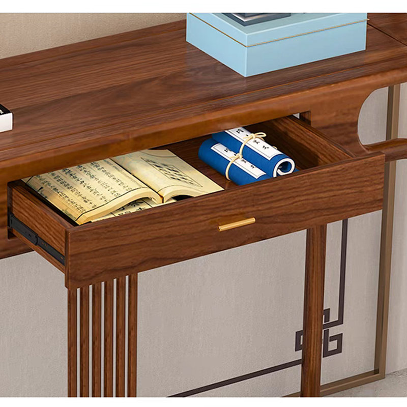 Console en bois massif de style chinois., H 34,6 po x l 47,2 po x P 13,7 po
