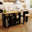 Îlot de cuisine moderne Baylen avec plateau de table extensible, éclairage DEL, support à vin et prise de courant-126604814