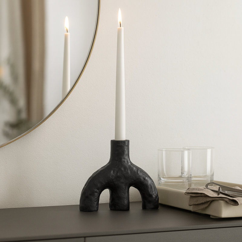 Rotterdam Ceramic Tabletop Candle Holder, 6" H x 7" W x 2" D
