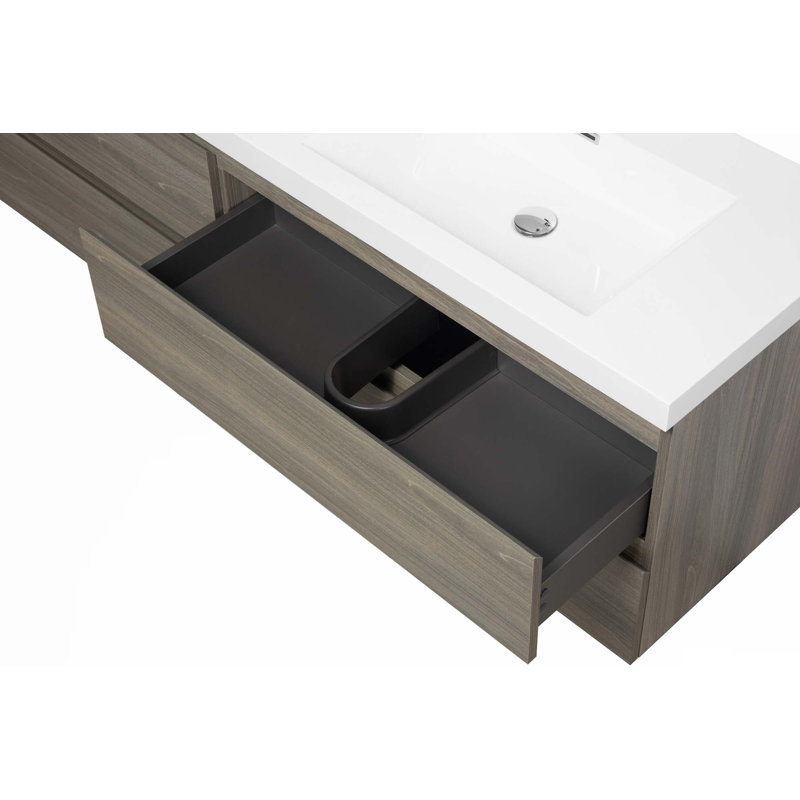 72" Floating Bathroom Vanity With Sink, Ash Gray